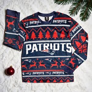 Christmas Festive NFL PATRIOTS Velvet Long Sleeve Top Shirt M
